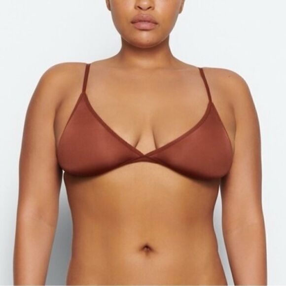 SKIMS Jelly Sheer Seamed Triangle Bralette in Saffron - Picture 1 of 8